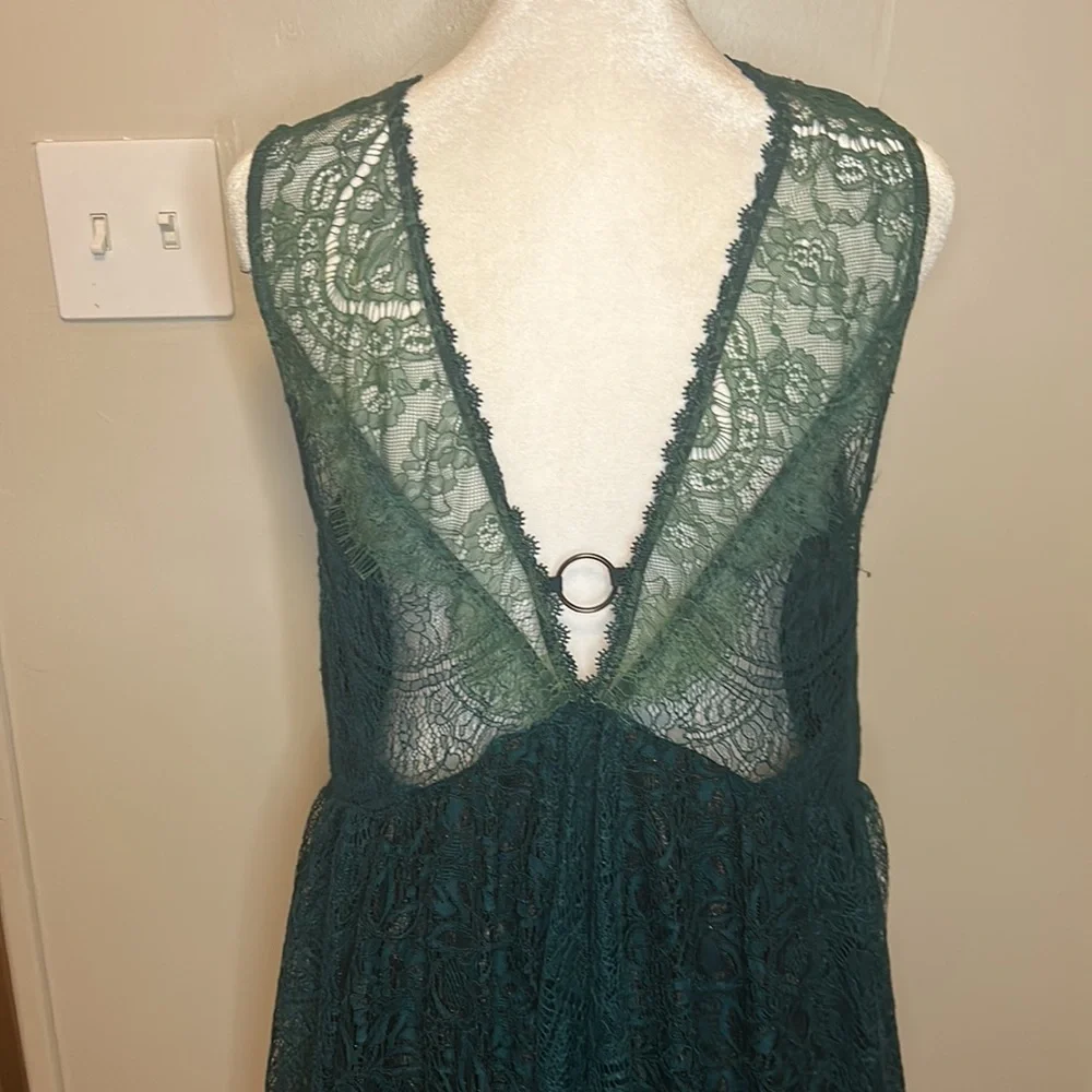Free People Don't You Dare Mini Lace Dress in Emerald Green NWT Size Small